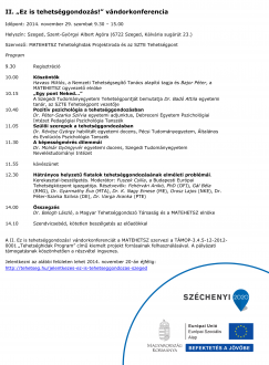 II. „Ez is tehetséggondozás!” vándorkonferencia 2014 Szeged - program