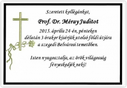 Prof. Dr. Méray Judit gyászjelentés
